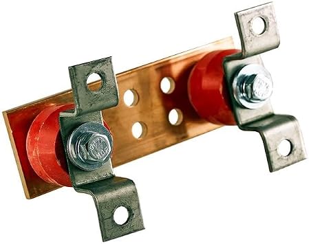 6 Copper Wall Mounted Ground Bar Kit - Electrical Ground Bar with Mounting Brackets - Copper Grounding Busbar Bar Kit with 2.5kV Insulators
