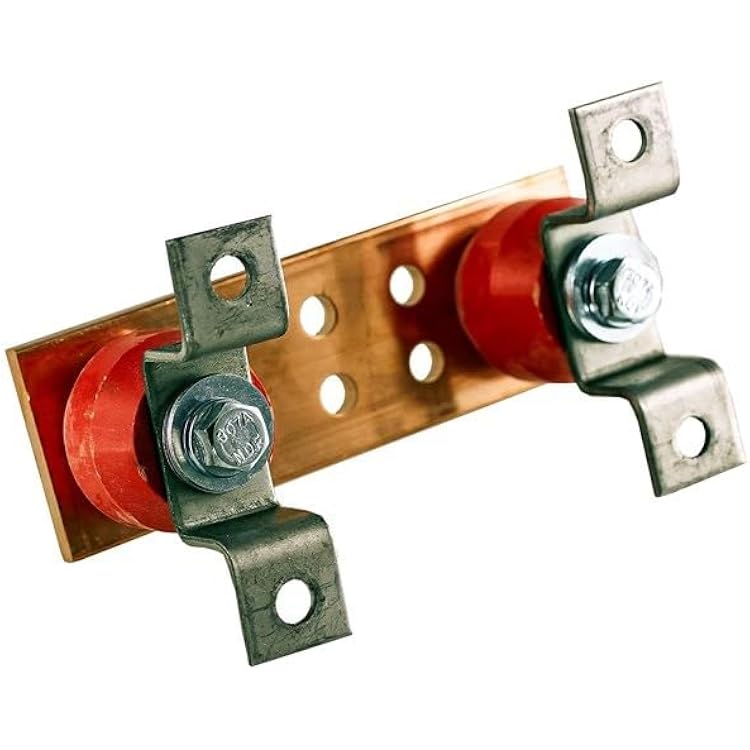 6 Copper Wall Mounted Ground Bar Kit - Electrical Ground Bar with Mounting Brackets - Copper Grounding Busbar Bar Kit with 2.5kV Insulators