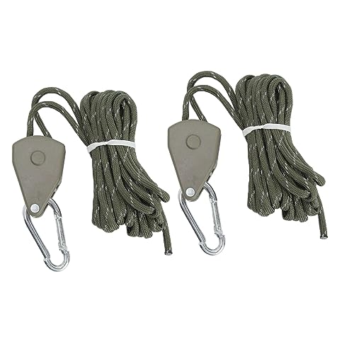 RiToEasysports Camping Rope Pulley with Ratchet, Reflective Adjustable Tent Tie Downs Rope Hanger, Heavy Duty for Kayak Canoe Canopy Outdoor Camping