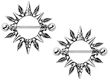 Pierced Owl Stainless Steel Tribal Sun Nipple Shields, Sold as Pair