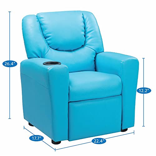 Naomi Home Suri Push Back Kids Recliner Chair With Footrest & Cup Holders, Push Back Toddler Microfiber Kids' Recliners For Age 3+ Girls Boys Grey #TOP26