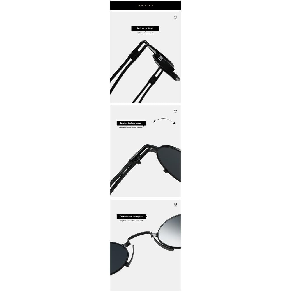Gafas de sol ovaladas pequeñas retro para mujer, montura metálica única, a la moda, con protección UV400, para hombre, estilo punk, rojo y amarillo.