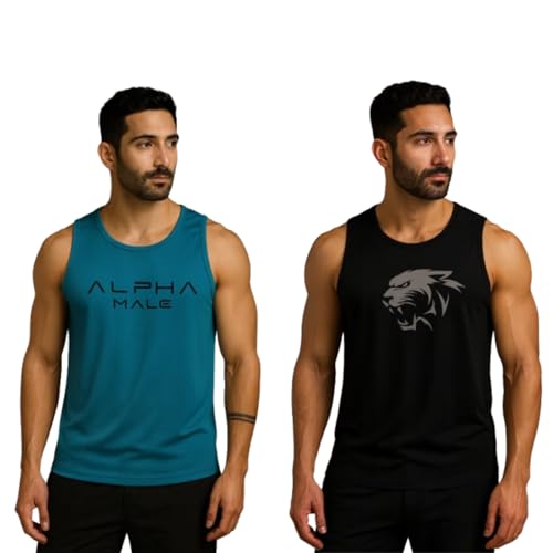 Image of Pack of 2 Sando For Men Men's Sleeveless Round Neck Vest - Pack of 2, Polyester Fabric, Quick Dry Gym & Casual Wear Gym Fit