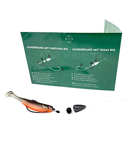 Foto von Zanderfang Finesse Angelset 95-teilig – Gummiköder Set mit 30 Gummifischen, Offset-Haken & Box – Drop Shot, Texas Rig, Carolina Rig, Cheburashka, Kick Back – Für Zander & Barsch
