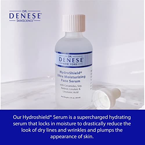 Dr. Denese Skinscience Hydroshield Ultra Moisturizing Face Serum Locks In Moisture With Retinol & Ceramides - Reduce Appearance Of Wrinkles, Increased Hydration & Tightness - Cruelty-Free - 2Oz #TOP1