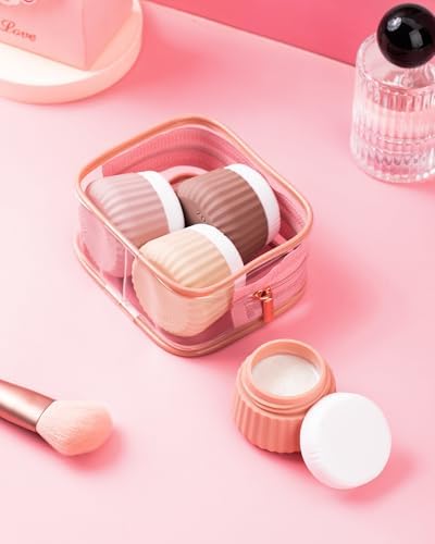 세면 용품용 여행용 용기 4팩, TSA 승인 여행용 사이즈 세면 용품, 휴대용 사이즈 용기, 투명 백 누출 방지 실리콘 병, 작은 물건을 운반하는 에센셜 크림 병 — 사진 4