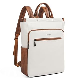 Mroede Leather Laptop Backpack for Women, Travel Backpack Purse Fits 15.6 Inch Laptop, Casual Daypack with Laptop Compartment for Teachers College Work Business Nurse Weekender, Beige Brown