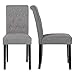 LSSBOUGHT Button-Tufted Upholstered Fabric Dining Chairs with Solid Wood Legs, Set of 2 (Gray)