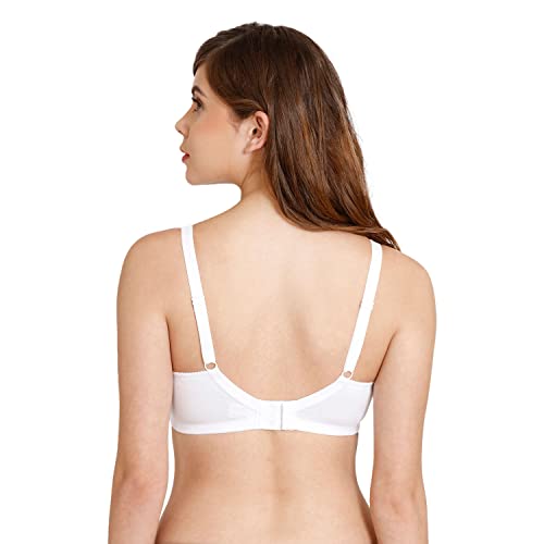 Image of Rosaline Everyday Double Layered Non Wired Full Coverage Super Support Bra for Women - Bright White