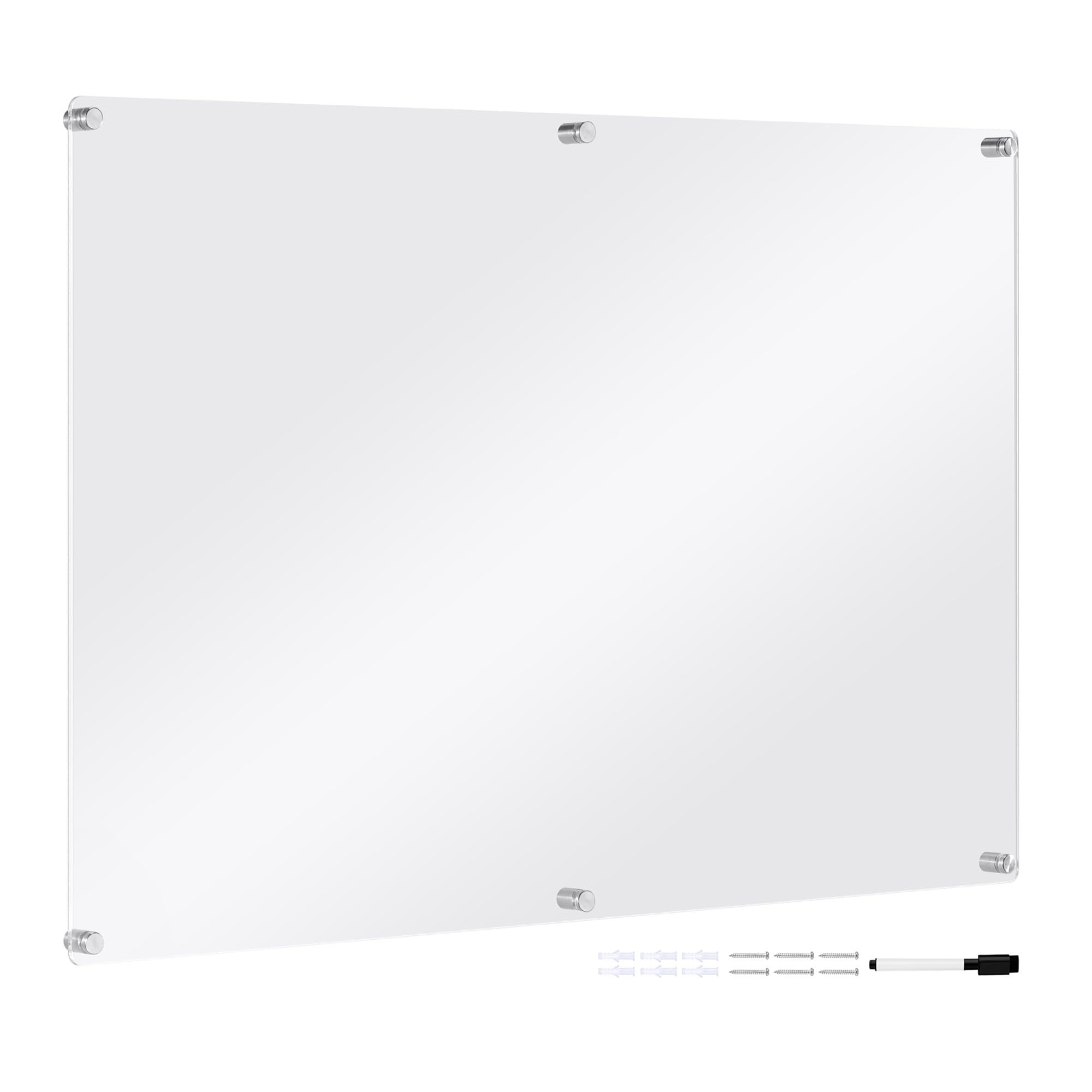 Navaris Pizarra transparente de pared - 1x Tablero de acrílico translúcido con 1x rotulador - Panel para escribir en oficina cocina lista de la compra - 90 x 60 cm