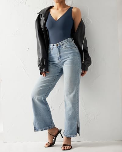 SUUKSESS Women 2 Piece Thong Bodysuit Sexy V Neck Backless Sleeveless Tank Tops2