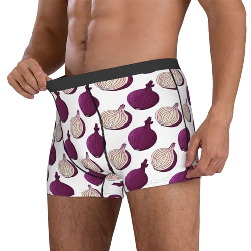 purple Onion Pattern Mens Underwear Boxer Briefs, Comfort Breathable Boxers For Men Regular4