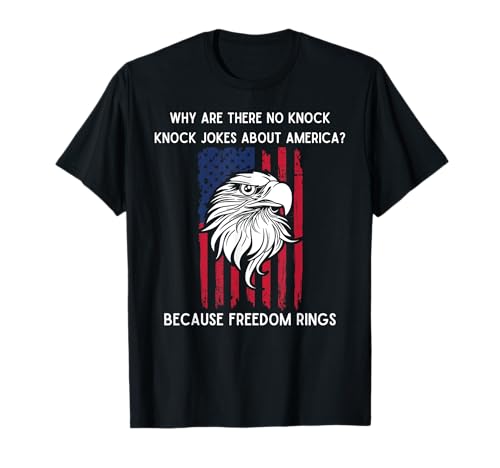 4 de julio Borracho Eagle Bandera Knock Knock Bromas Anillos de libertad Camiseta