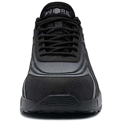 Larnmern Air Cushion Steel Toe Shoes For Men Lightweight Breathable Safety Shoes Comfortable Steel Toe Sneakers Construction Work Shoe Tennis Shoes(10.5,Black,Lsa21095) #TOP1