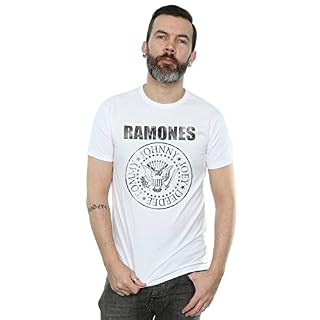 Absolute Cult Ramones Homme Distressed Black Seal T-Shirt - Les Beatles, Paul McCartney, John Lennon, RIngo Starr, George Harrison
