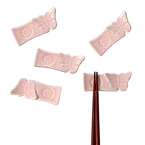 Wait Fly Beautiful Carving Rectangular With Butterfly Shape Chopsticks Rest Set Spoon Stand For Knife Fork Holder, Set Of 5 #TOP18