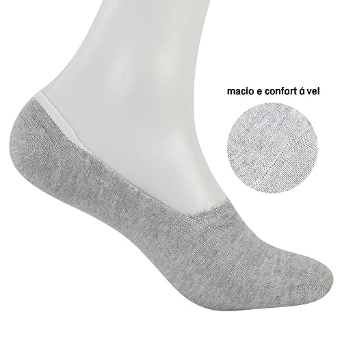 Kit 12 Pares Meia feminina Sapatilha Soquete Invisível,preto/branco/cinza/rosa