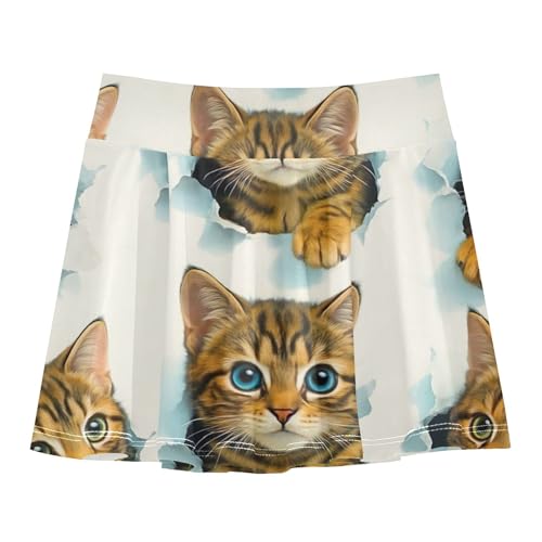 Joisal Athletic Shorts for Girls Skorts Kids Tennis Skirts Casual Little Girl Several Cute Tabby Kittens Poking 3t