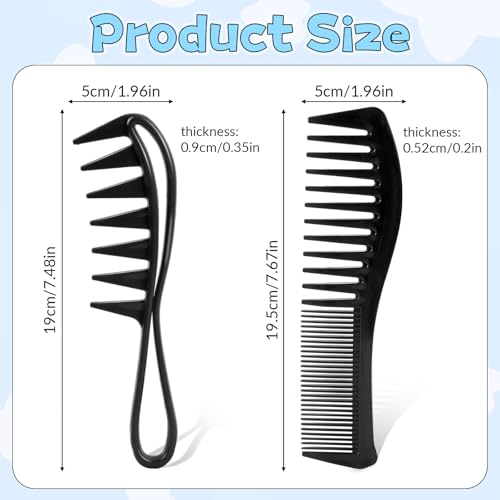 Peine de dientes anchos para cabello rizado 2 piezas miniatura 2