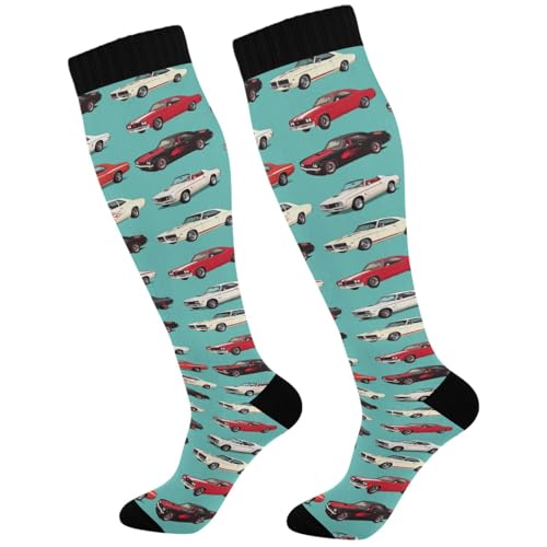 Image of Pigsaly Womens Compression Socks Yellow Stars Funny Brown Capybara Knee High Socks Athletic Tube Sock Outdoor Sport Socks