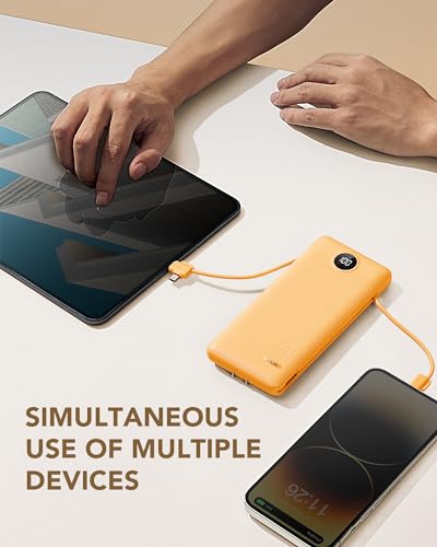 image for VRURC Portable Charger Built-in Cables and AC Wall Plug, USB C Power B