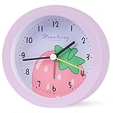 SOCICO Wecker Kinder Junge Mädchen Analoge, Kinder Wecker Leiser Geräuschlos Ohne Ticken Lautloser Lichtwecker für Schulanfänger Schlafzimmer Schreibtischuhr (Lila)