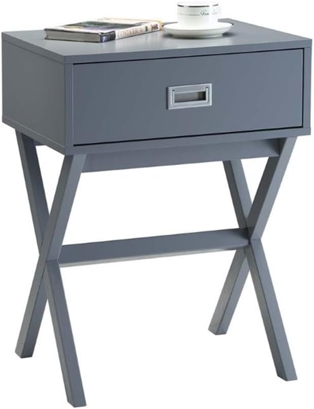 Convenience Concepts Designs2Go Landon End Table 19" - Modern Side Accent with Storage Drawer for Transitional, Contemporary Living & Family Room, Gray