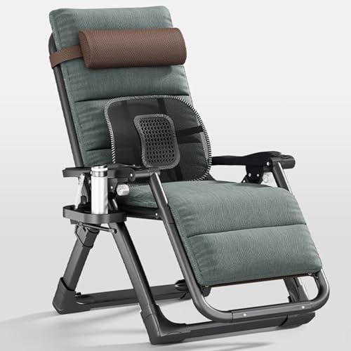 Folding Reclining Lounge Chair,with Large Cup Holder & Footrest, Reclining Patio Chairs, Folding Recliner Chair for Outdoor Indoor