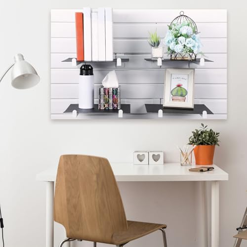 Zonon 24 Pcs Shelf Brackets 12 Inch Heavy Duty Slatwall Shelves Display Hooks Hangers Paneling Accessories for Panel Retail Shop Garage Room Storage Organizer Exhibition(White) by Zonon - Image 5