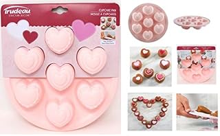 Trudeau 9'' Structure Round Cake Heart 6 Ct Muffin Pan, 9", pink