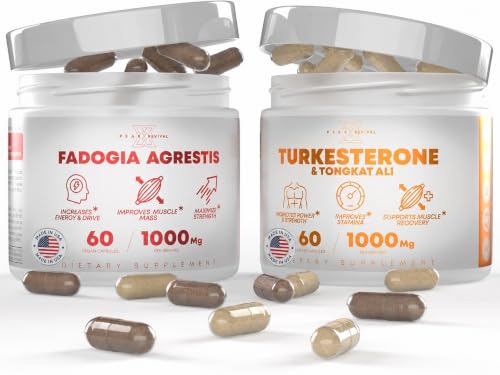 Peak Revival-X Muscle Stack: Turkesterone, Tongkat Ali & Fadogia Agrestis Testosterone Booster for Men - 2 Bottles, 120 Capsules