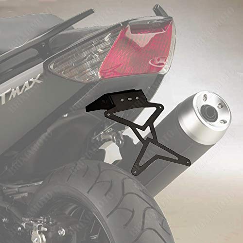  one by Camamoto cod. 77541402 portatarga posteriore regolabile / reclinabile di colore nero in acciaio ricavato dal pieno tagliato a laser predisposizione di luce targa compatibile con yamha t-max 500cc anno dal 2008 al 2011