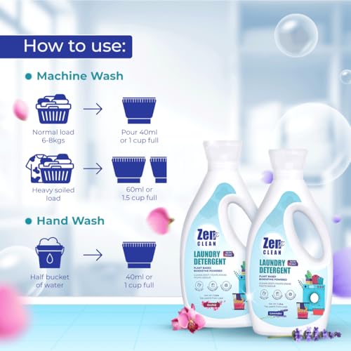 Image of Avni Wellness Zenticlean Natural Laundry Detergent | Orchid Fragrance | Plant-Based, Eco-Friendly & Herbal | Front Load & Top Load | Removes Stains & Odours | Protects Colour