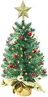 Liecho 24 Inch Tabletop Mini Christmas Tree, Miniature Pine Christmas Tree with Hanging
