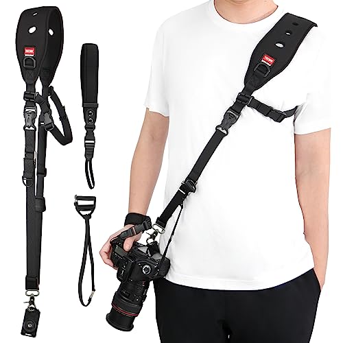 Camera Strap With Screw Mount, Quick Release Plate, Safety Tether, Camera Hand Strap