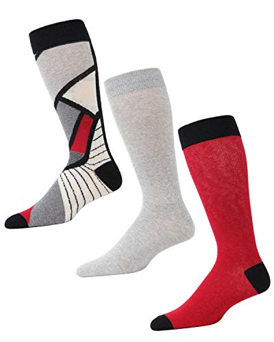 Memoi Men's Artup Cotton Blend Crew Sock 3-Pack Black/Chili 10-13 #TOP2
