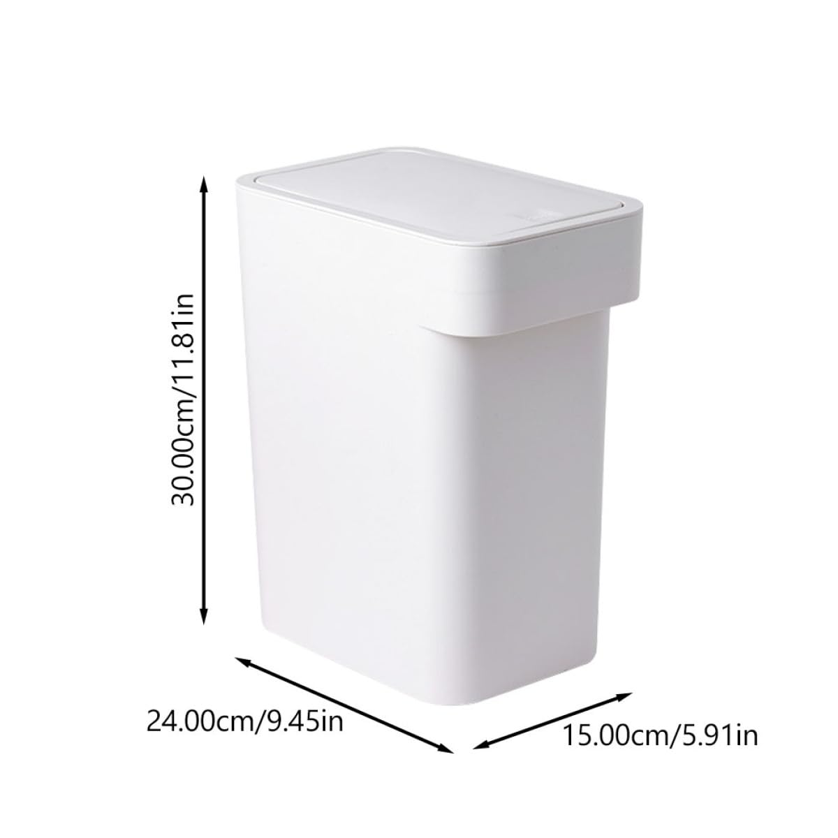 NUOBESTY Cestino per la Carta Straccia Coperchio a Pressione, Contenitore per Rifiuti Domestico Bianco Compatto, Pattumiera Versatile per Cucina, Bagno, Ufficio e Camera da Letto