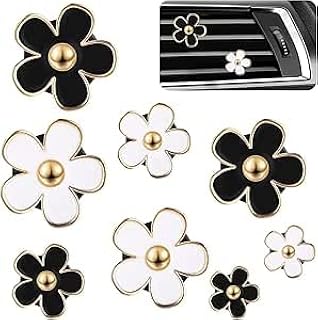 Set of 8 Car Vent Clips Fragrance Clip Black White Daisy Flowers Interior Decor Air Freshener Clip Car Accessories Interior Decoration Car Fragrance Fresh Car Accessories Set Decoration for