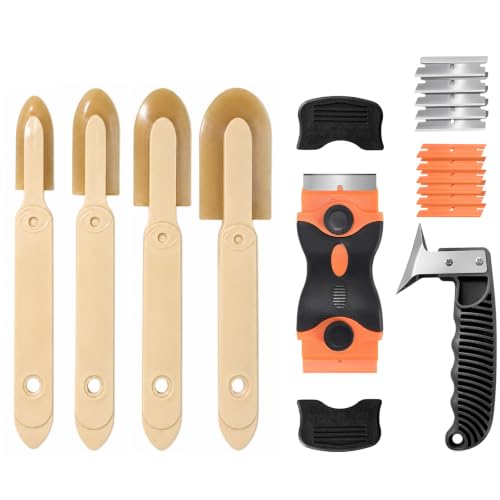 6 Pcs Caulk Tool Set-Multi- Caulk Smoothing Tool,Razor Blade Scraper