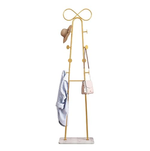 CGJseFH coat stand, Simple Bowknot Coat Rack Floor Hooks Stand Bedroom Household Hanging Shelf Iron Decor Storage Holder Scarf Clothes Hangers(Gold)