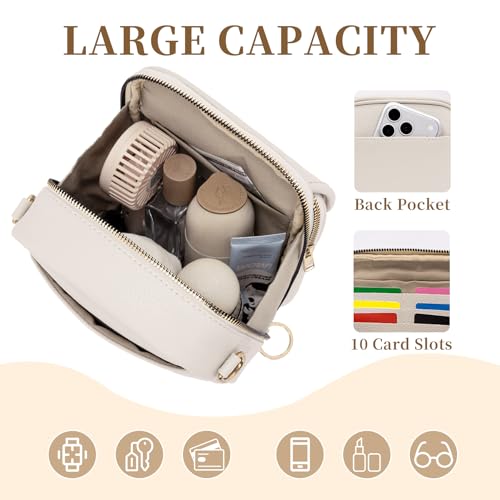 Sac à bandoulière en cuir végétalien triple compartiments compact