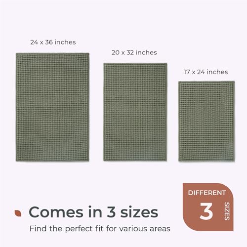 FRESHMINT Thick Chunky Chenille Bathroom Rugs 24"x36", Non Slip Bath Mat, Large Soft Bathroom Decor, Cute Shower Mat Water Absorbent, Washable, Sage Green by FRESHMINT - Image 6