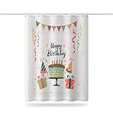 Duschvorhang 180x220 cm, Duschvorhang Geburtstagsdekorationen Anti-Schimmel Wasserdicht Shower Curtains mit Gewicht, Duschvorhänge Kuchen Waschbar Polyester Stoff Bad Vorhäng mit Haken (LB904)
