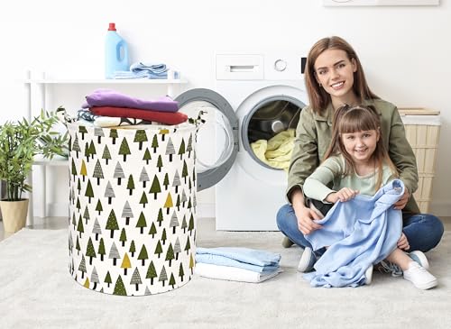 Image of Collapsible Kids Laundry Basket Clothes Hamper, Foldable Storage Organizer Bin, Toy Clothes Storage with Handles for Boys Girls Bedroom, Room Decor Christmas Tree