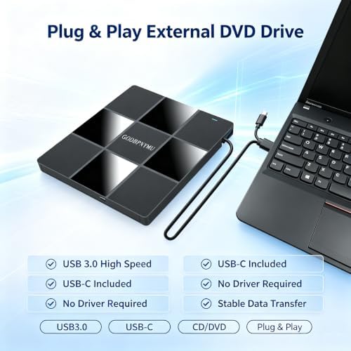 8-in-1 External CD/DVD Drive for Laptop,USB 3.0 CD Reader — 사진 5