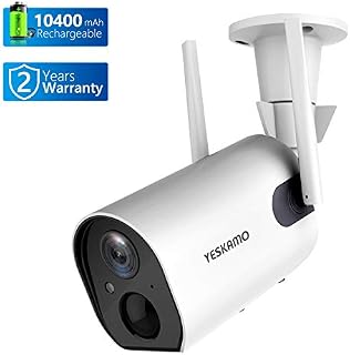 Wireless Outdoor Security Camera, 10400mAh Rechargeable Battery Powered WiFi Camera YESKAMO 1080P Surveillance