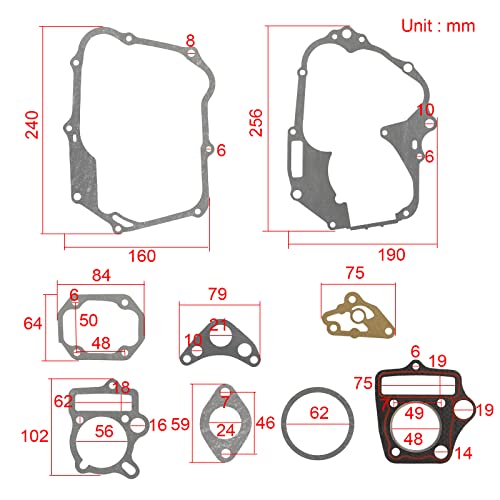 Flypig Engine Head Cylinder Intake Gasket Set For 110Cc Honda C70 Cl70 Crf70F Ct70 S65 Sl70 Xl70 Xr70R Taotao Sunl Coolster Ssr Coolster Roketa Horizontal 1P52Fmh Atvs Go Kart Quad 4 Whe #TOP1