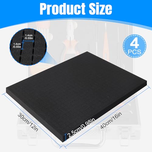 YFLeomry Rasterschaumstoff 4 Stück (400x300x25mm)- Schaumstoffeinlage Werkzeug,Schaumstoffeinlage für Transport - Hochwertiger Schaumstoff Zuschnitt für Verpackung, Lagerung,DIY