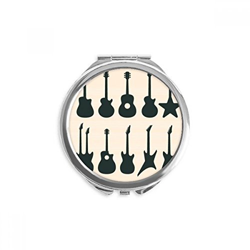 Miroir rond maquillage de poche guitare électrique multicolore compact et portable de 2,6 pouces