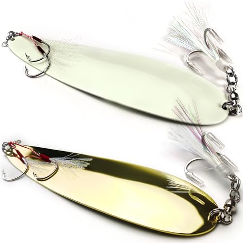 VMSIXVM Magnum Flutter Spoons Large Fishing Spoons for Striped Bass, 9 in
